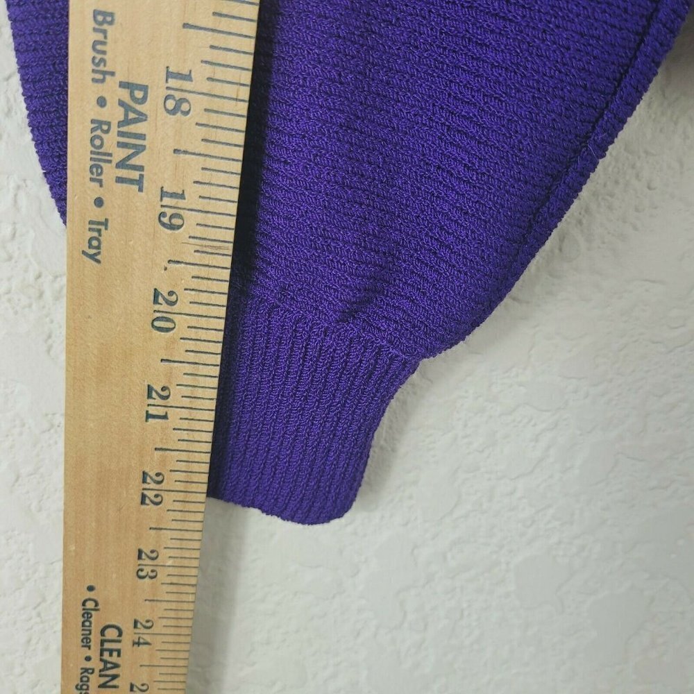 St. John Separates Cropped Sweater Small Color Block Royal Purple Gold Designer - Picture 6 of 12